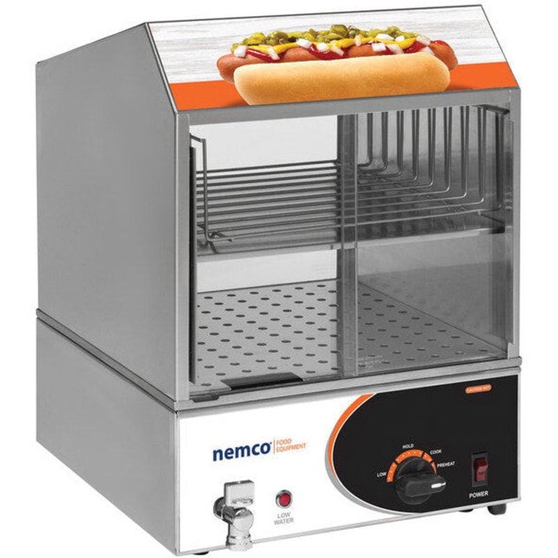 Nemco - 220V Countertop Hot Dog Steamer with Low Water Indicator Light - 8300