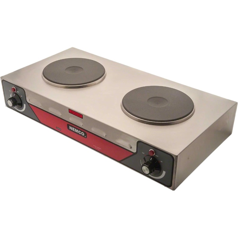 Nemco - 240V Electric Countertop Horizontal Hot Plate with 2 Solid Burners - 6310-2