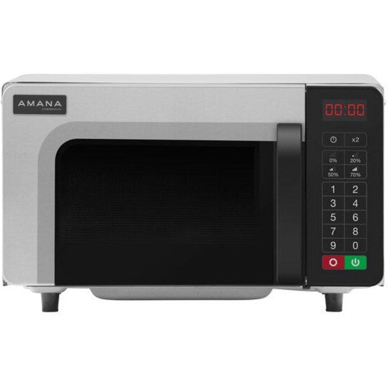 Amana - 1000W Stainless Steel Commercial Microwave with Push Button - RMS10TS