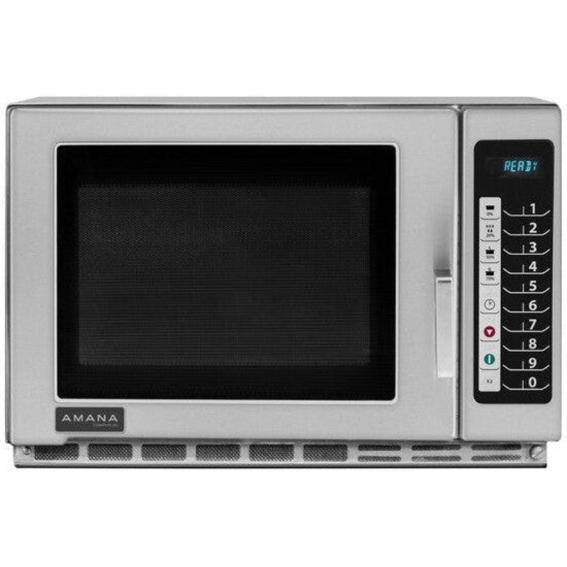 Amana - 1200W Medium Duty Stainless Steel Commercial Microwave - RFS12TS