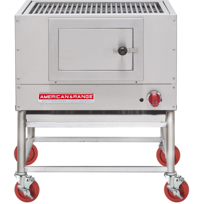 American Range - 36" Stainless Steel Wood Fired CharBroiler with Log Lighter and Set of 4 Casters - AMSQ-36 Special Order (4 Weeks)