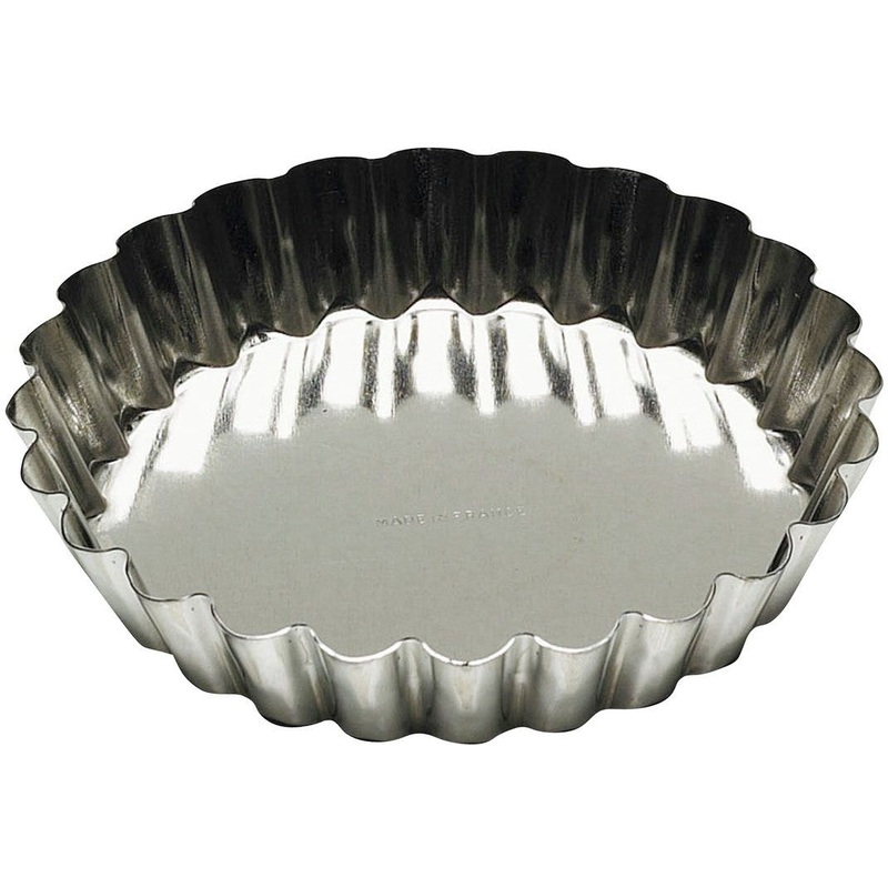 Louis Tellier - 3.93" Tin Plate Round Fluted Trtlet Mould, Set of 12 - 193570
