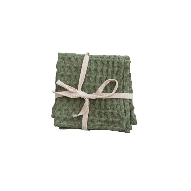 10.5" CottonWaffle Weave Dish Cloths- Green