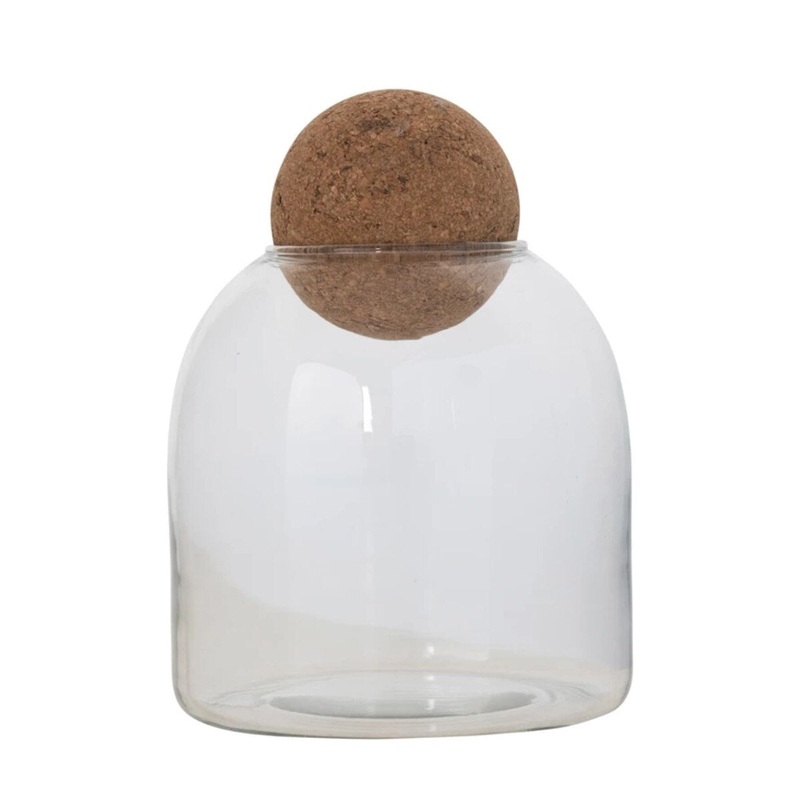 8" Glass Jar with Cork Ball Lid