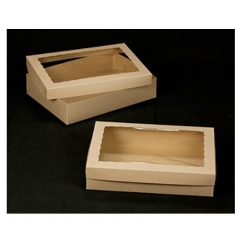 2 Piece Natural Cake Box with Window - 19" x 14" x 4"