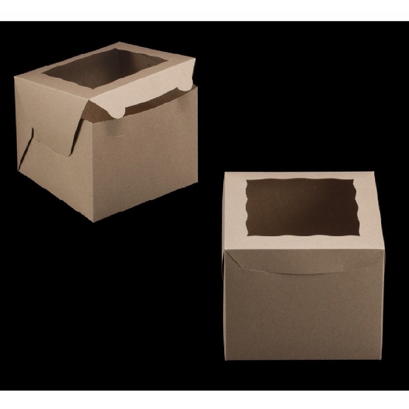 Brown Cake Box w/ Window 8x8x6