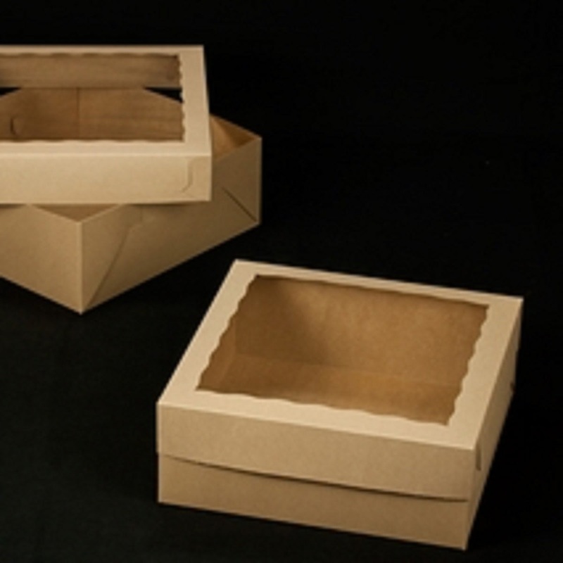 Brown Lock and Tab Box Set with Window 16"x 16" x 6"