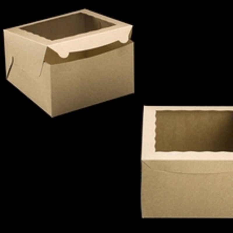 Brown Lock & Tab Box with Window 10" x 10" x 6"