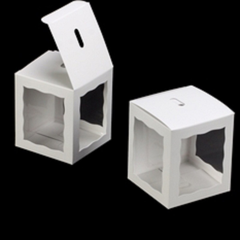 Candy Apple Box White with Window, Snap Lock Bottom 4" x 4" x 4.625"