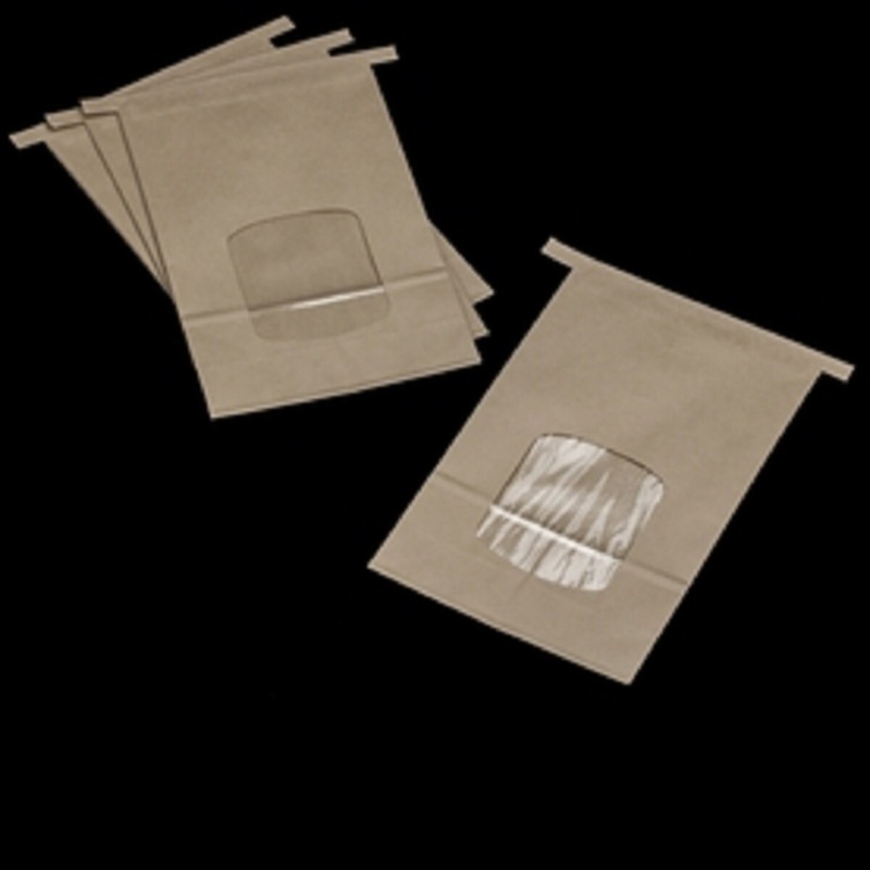 Kraft/Poly Tin Tie Window Bag 6" x 2.75" x 9.5"