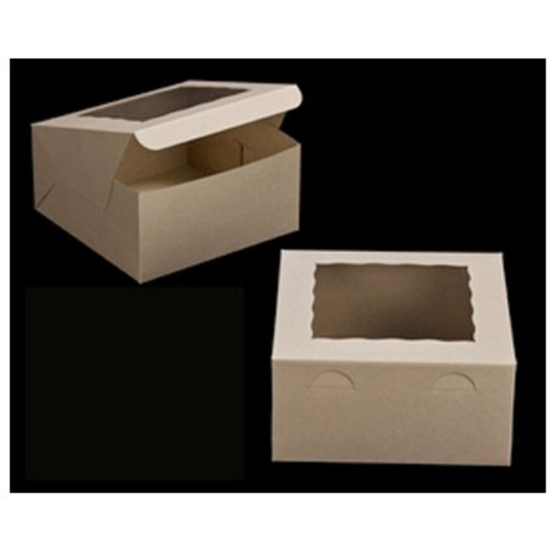 Natural Cake Box with Window - 10" x 10" x 5"