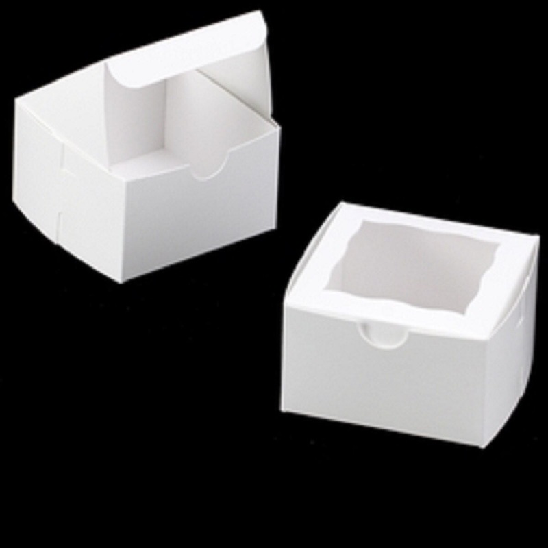 White Lock & Tab Box with Window 4" x 4" x 2.5"