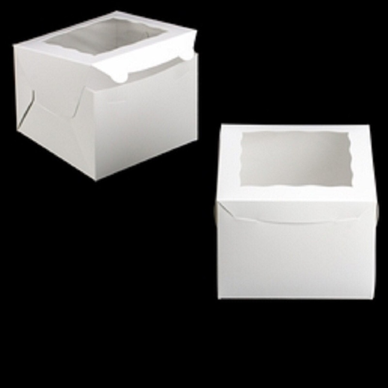 White Lock & Tab Box with Window 8" x 8" x 6"
