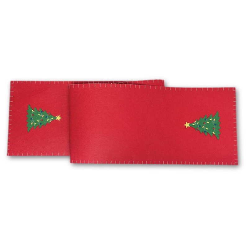 Felt Christmas Tree Table Runner - Red