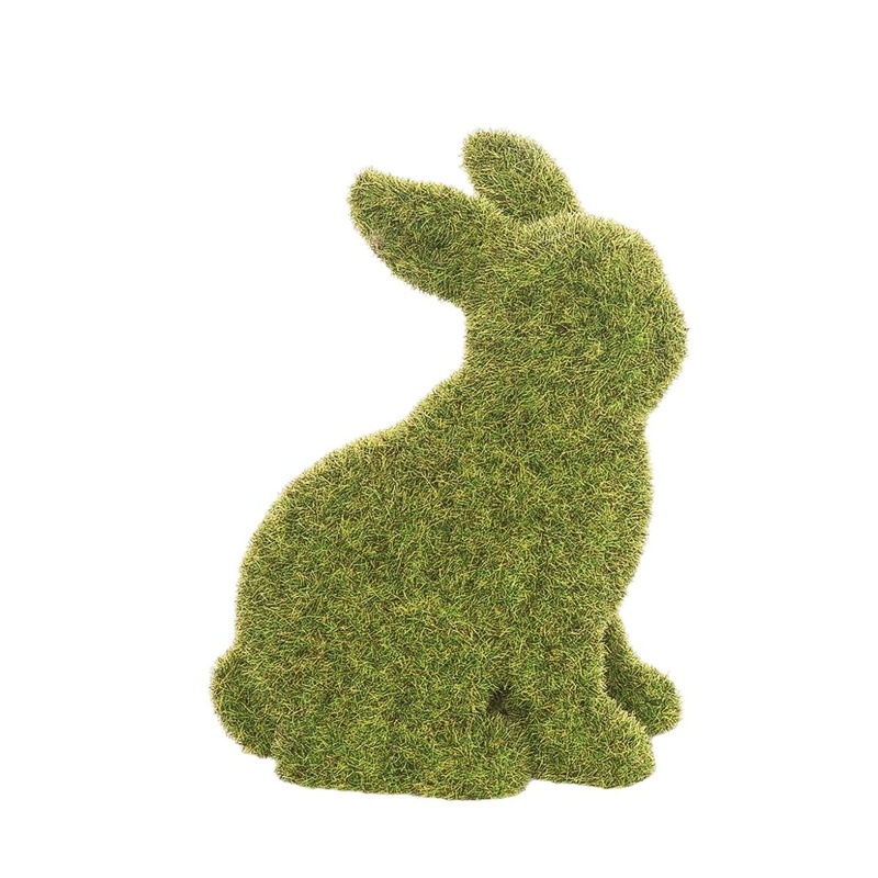 Flocked Sitting Bunny Figurine