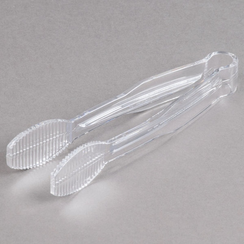 6" Clear Flat Grip Plastic Tongs