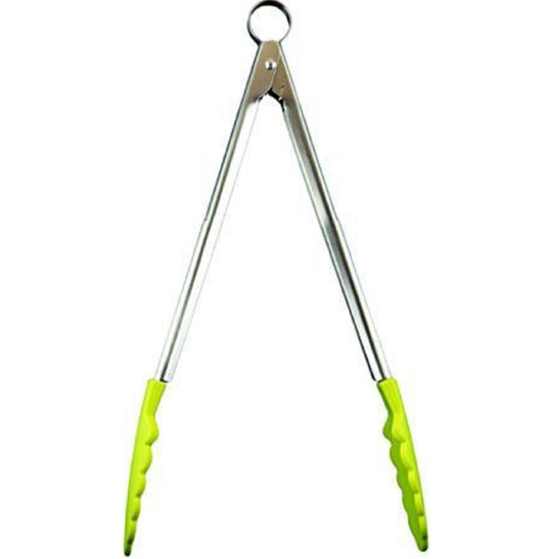 12" Apple Green Silicone Tipped Locking Tongs