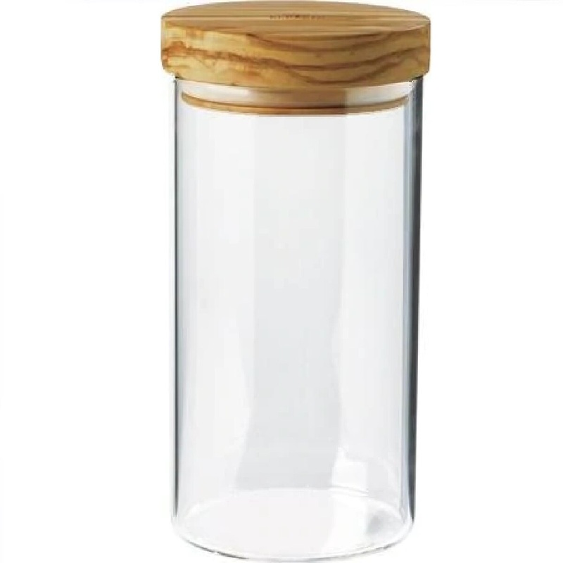 4" x 10" Olivewood Glass Jar with Lid