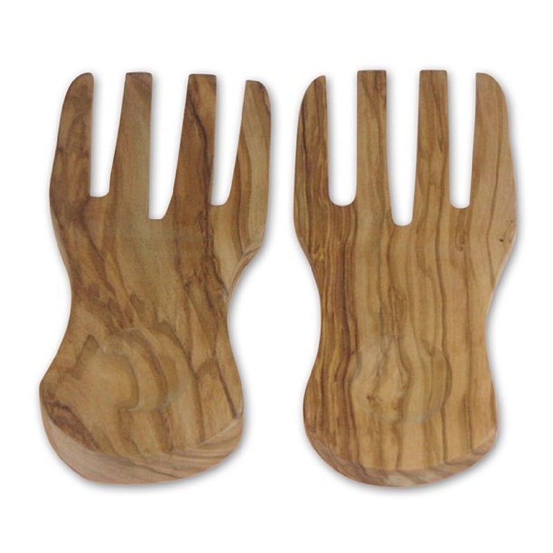 7.75" Olivewood Salad Serving Hands