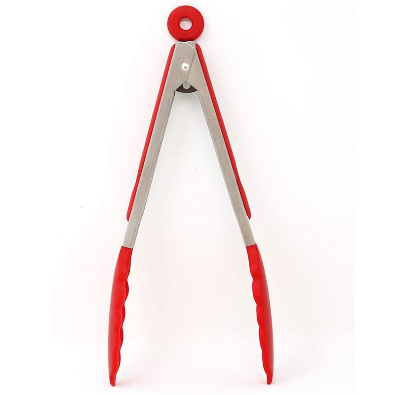 7" Red Piccolo Mini Silicone Tongs