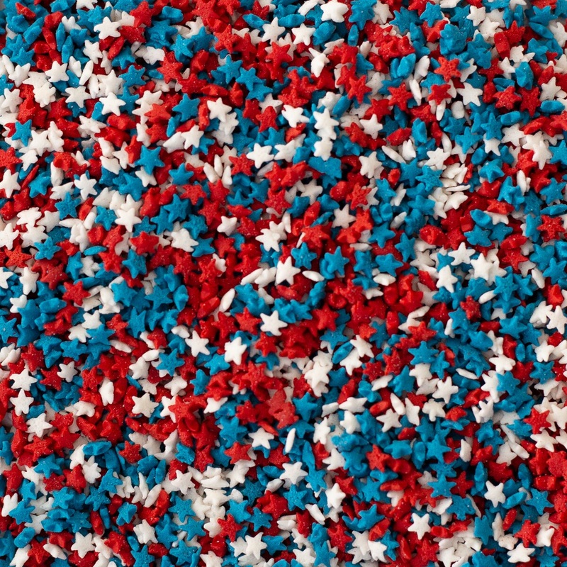 Mini Red, White and Blue Stars Confetti Sprinkles - 1/2 Lb
