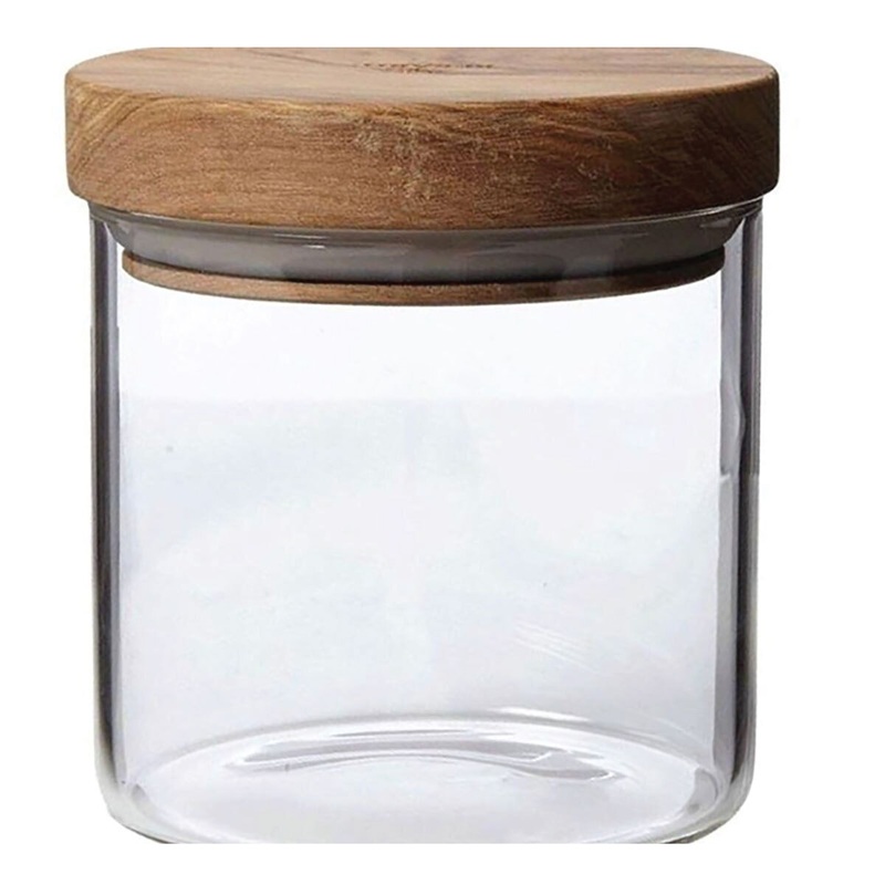 Olive Wood 13.5 Ounc Glass Jar w/Lid