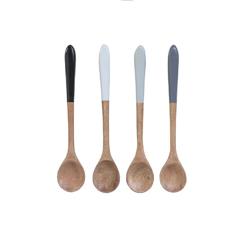10-1/4" Hand-Carved Mango Wood Spoon w/ Color Dipped Handle