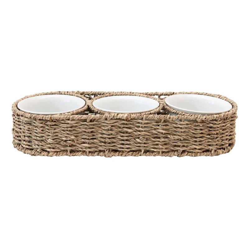 14.25" Woven Basket w/Bowls