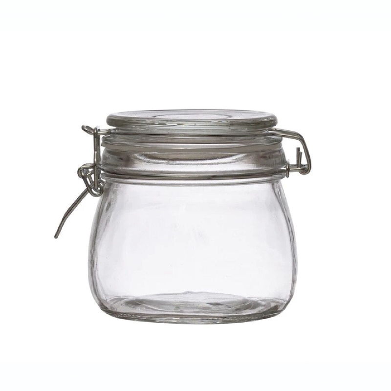 4-1/4" Round x 4"H 16 oz. Glass Jar w/ Clamp Lid