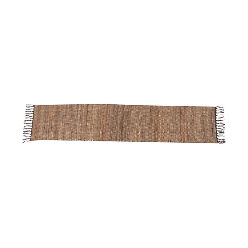 72" x 14" Woven Jute & Cotton Table Runner w/ Fringe