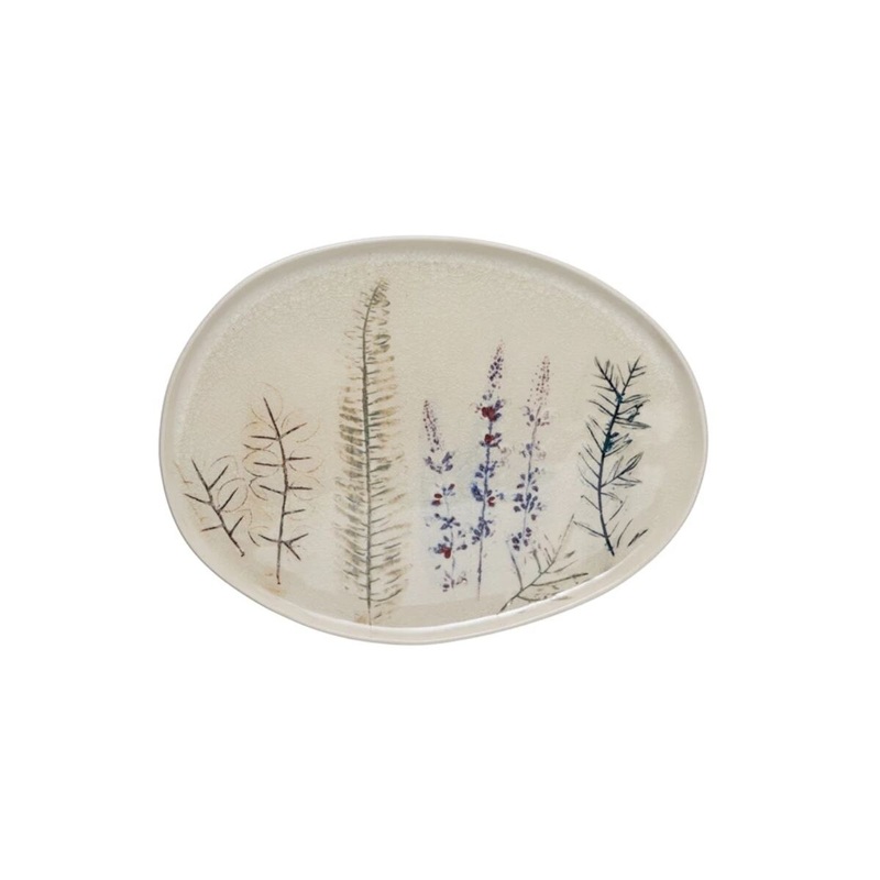 Debossed Floral Platter with Glaze