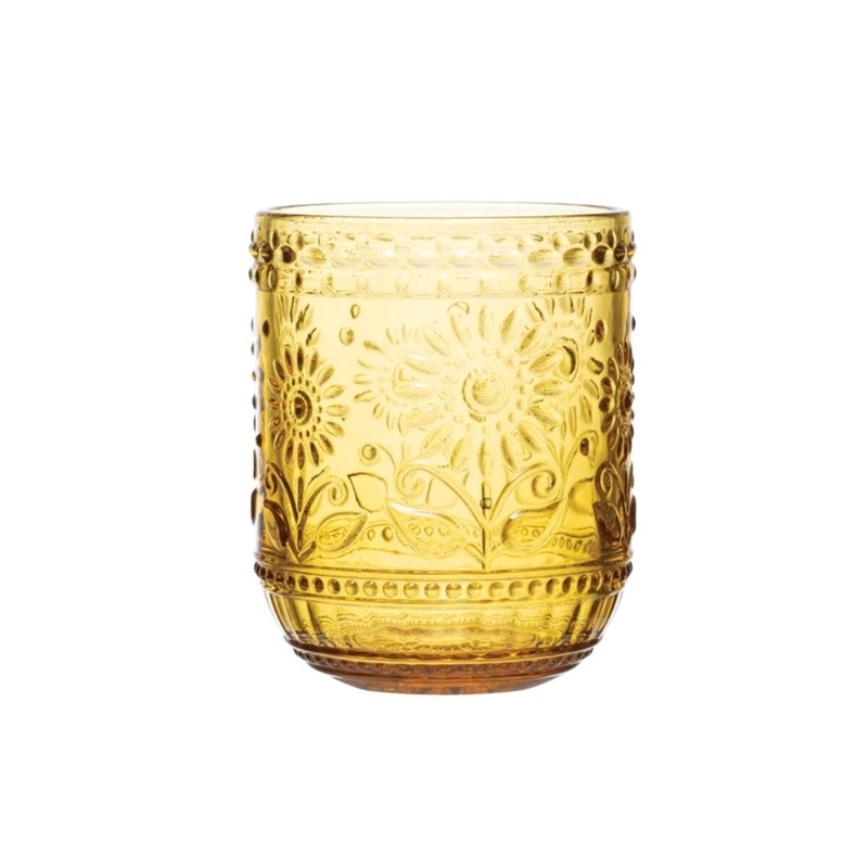 Embossed Drinking Glass- Amber
