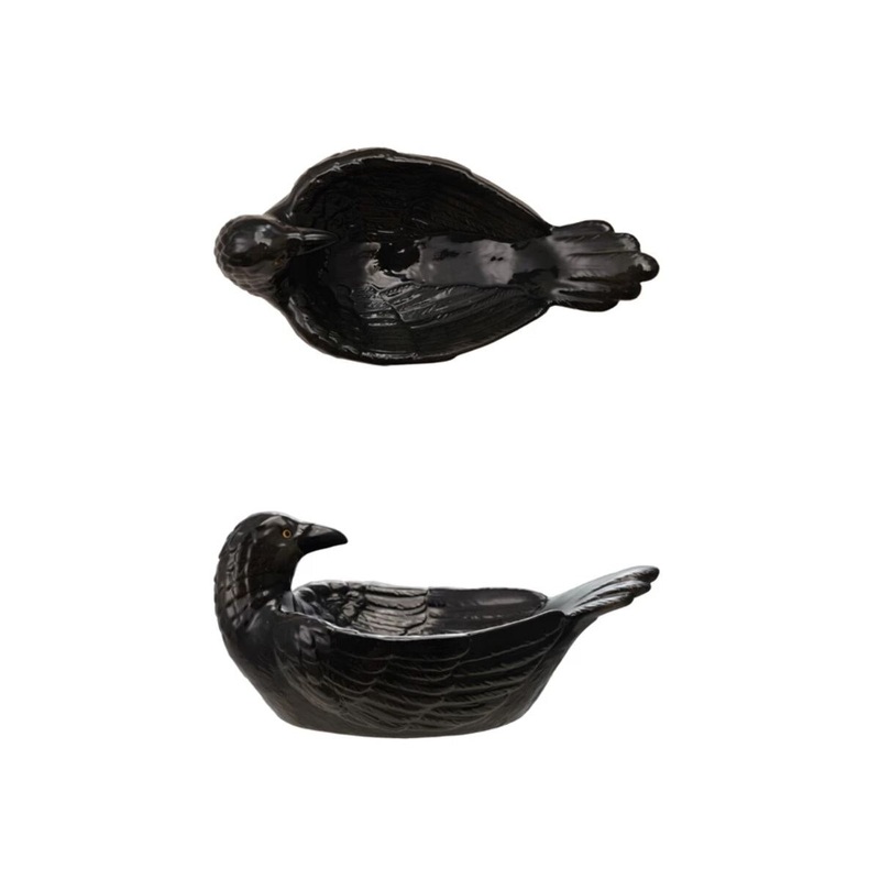 Embossed Stoneware Raven Shaped Bowl