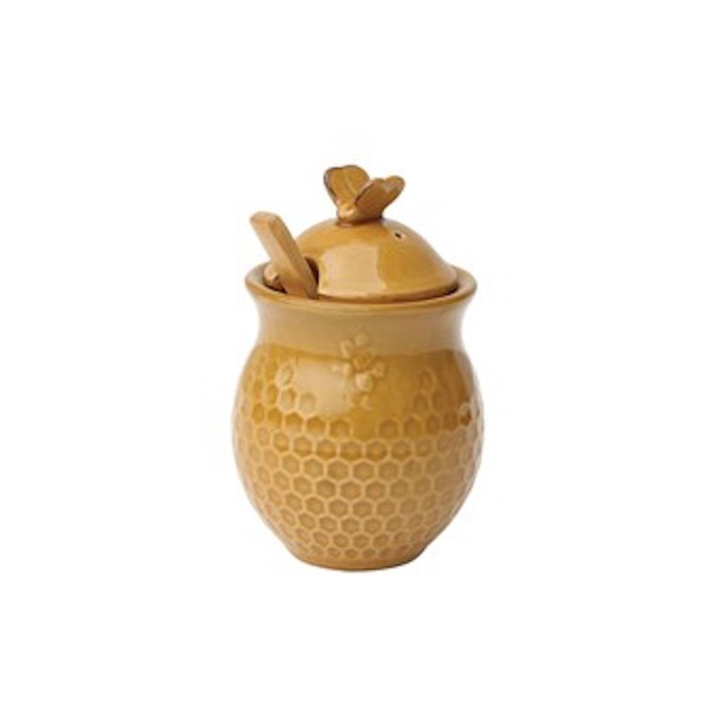 Stoneware 4-1/2" Golden Honey Jar