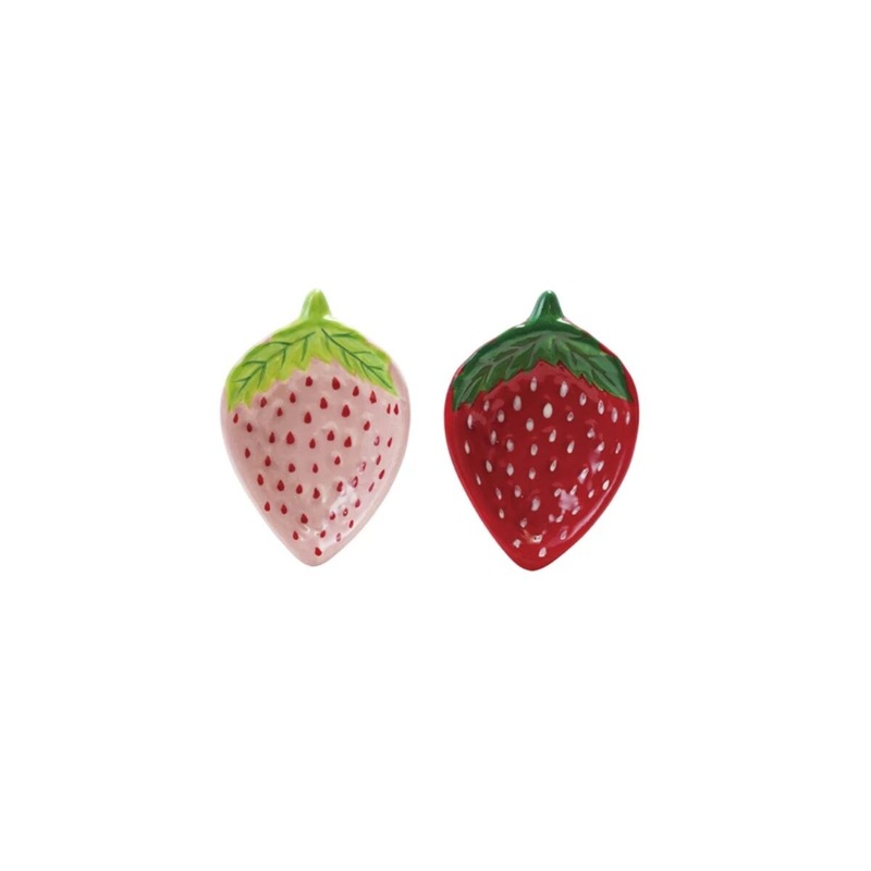 3-1/4" Hand-Painted Ceramic Strawberry Shaped Dish