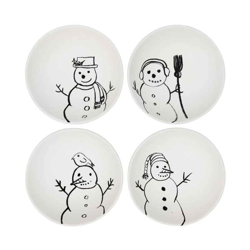 4" Snowman Stoneware Bowl
