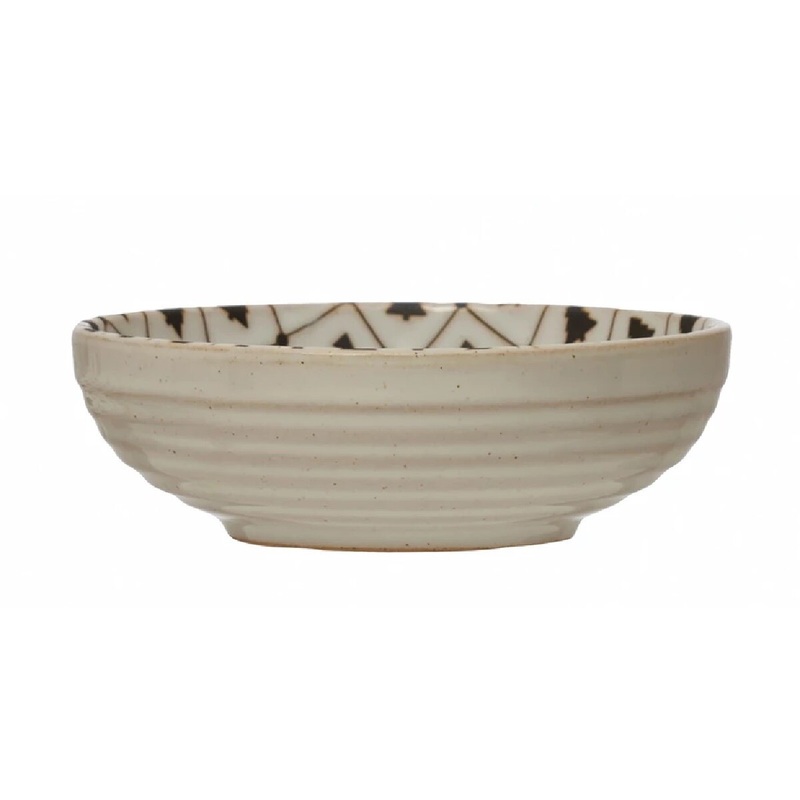 5" Round x 1-1/2"H Stoneware Bowl with Tree Pattern