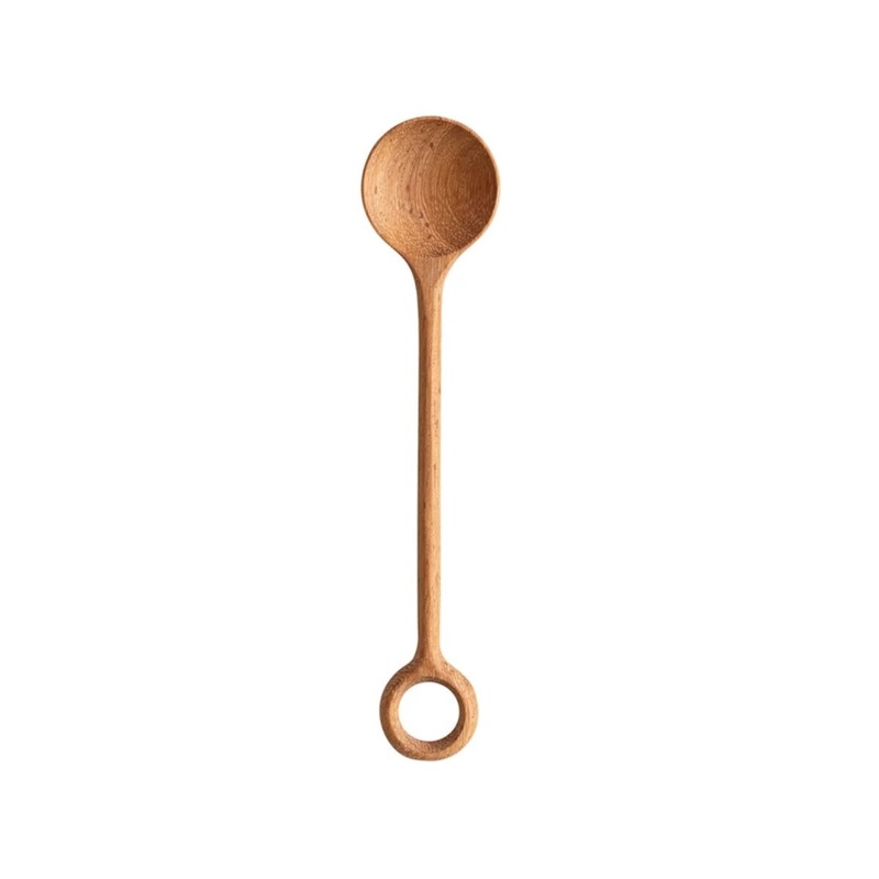 7-1/4" Carved Doussie Wood Spoon w/ Rounded Handle