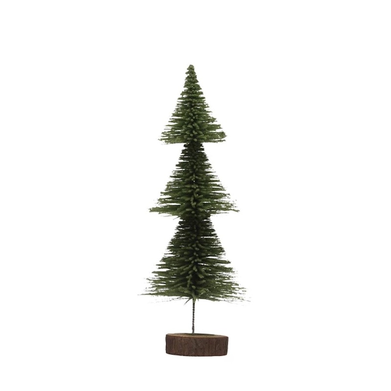 Angled Bottle Brush Tree w/ Wood Slice Base