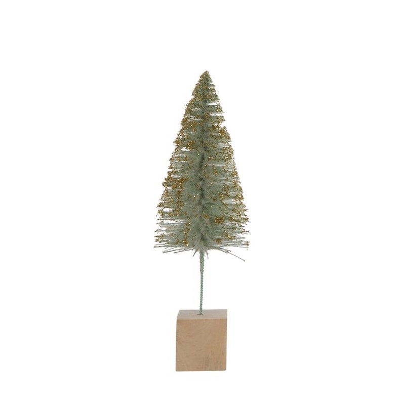 Aqua & Gold 9" Bottle Brush Tree