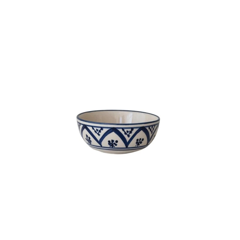 Hand-Painted Stoneware Bowl with Pattern