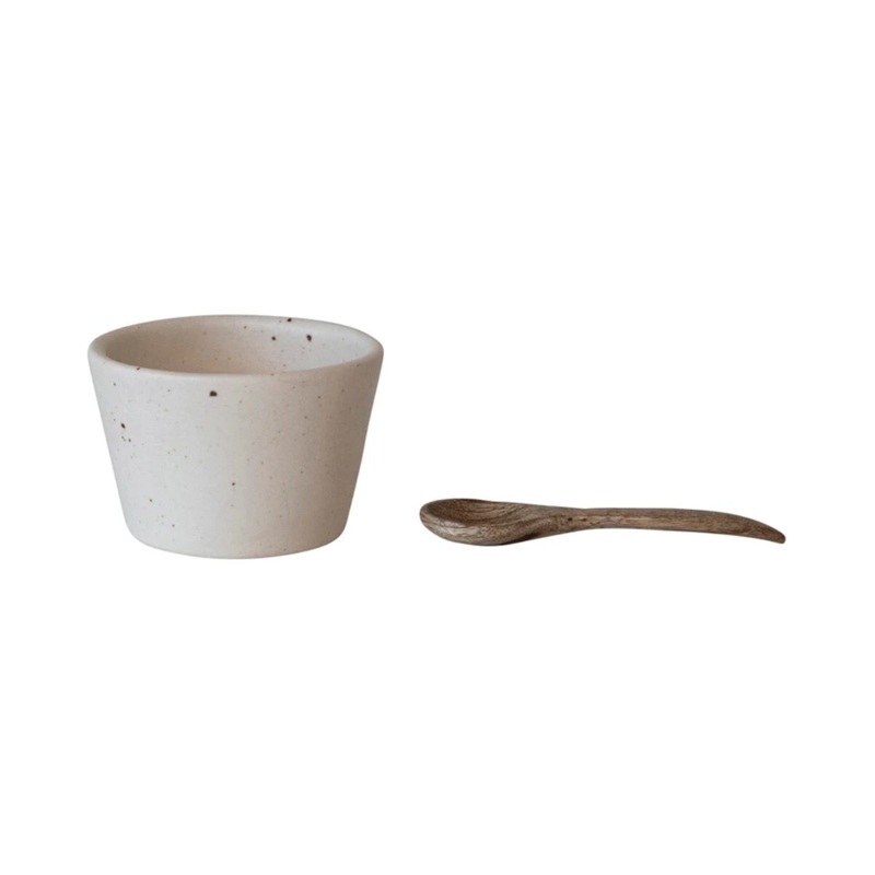 Stoneware Bowl w/Mango Spoon
