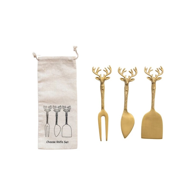 Cheese Knives W/ Reindeer Handles