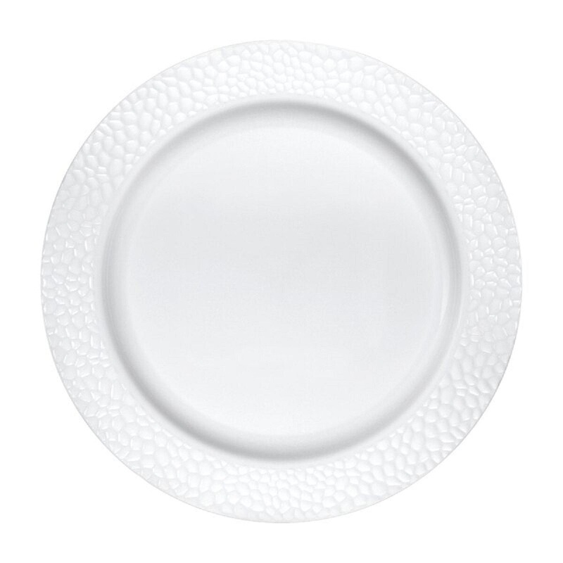 10" White Pebble Plastic Plate