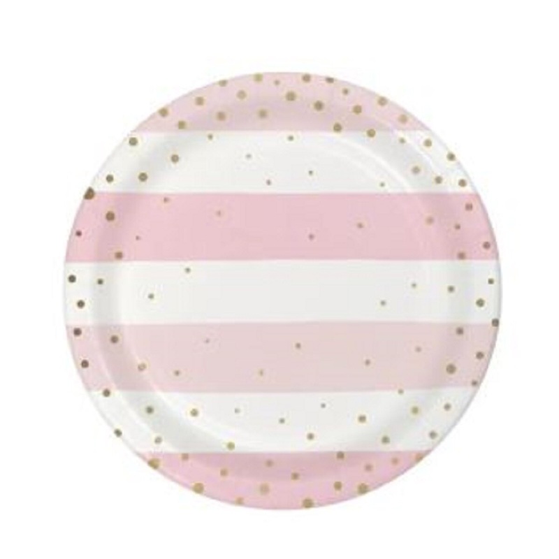 7" Foil Pink Gold Paper Plate
