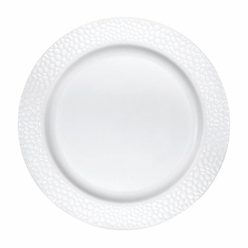 7" White Pebble Plastic Plate