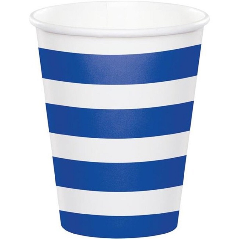 8 oz Dots & Stripes Paper Cup Cobalt