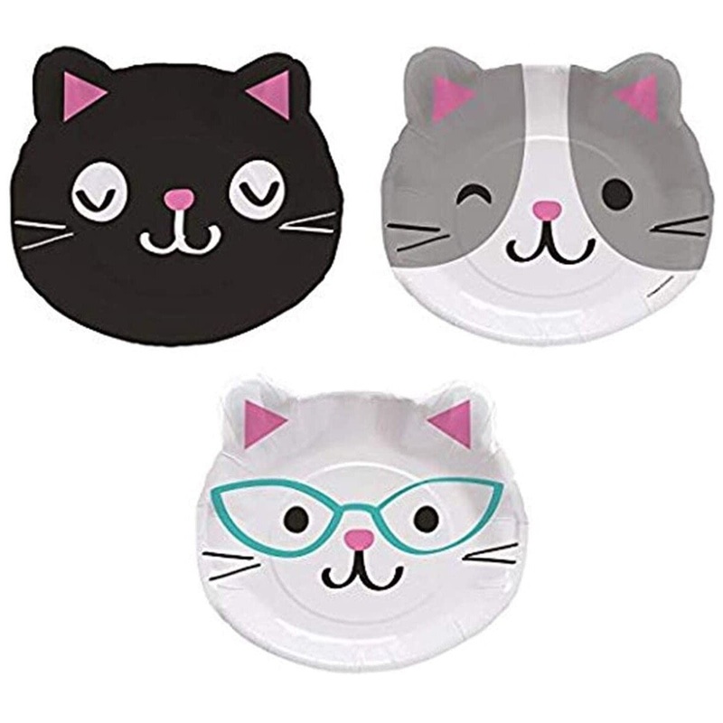 9" Cute Cat Shaped Paper Plate