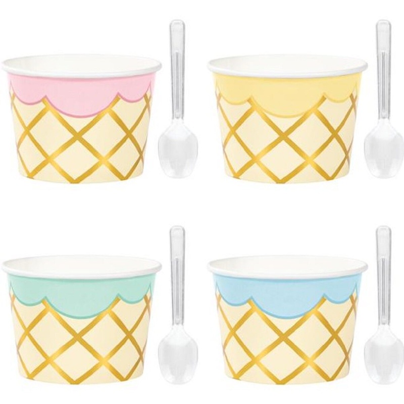 9 Oz Ice Cream Party Treat Cups with Spoons