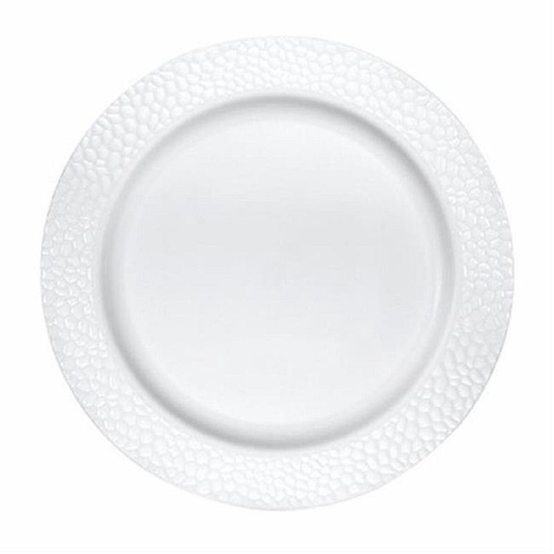 9" White Pebble Plastic Plate